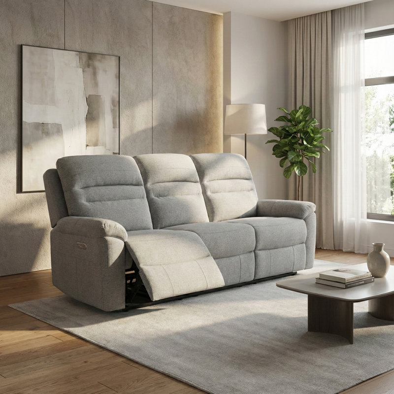Kriwox 3 Seater Electric Reclining Sofa, Grey