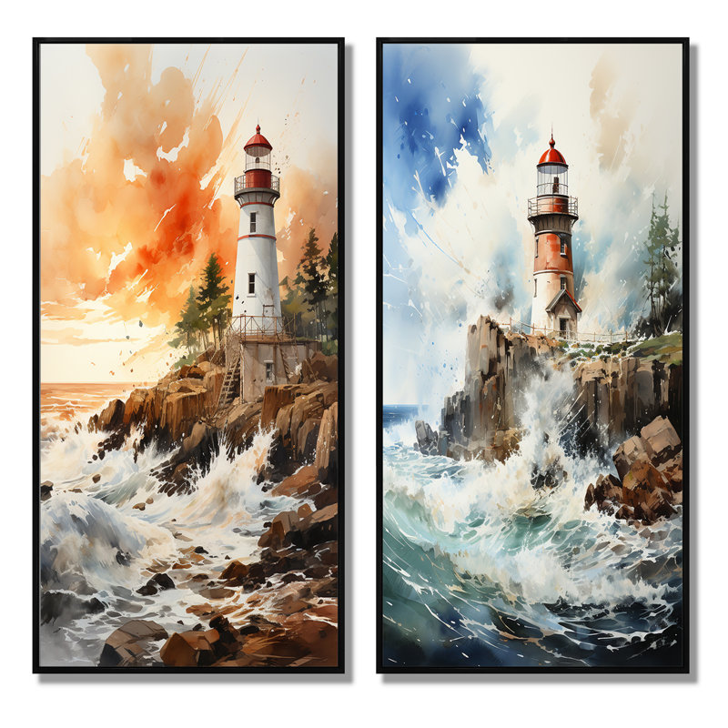 Phare rétro «2 lumières - Phare rétro», Cadre noir, H 20 po x l 24 po