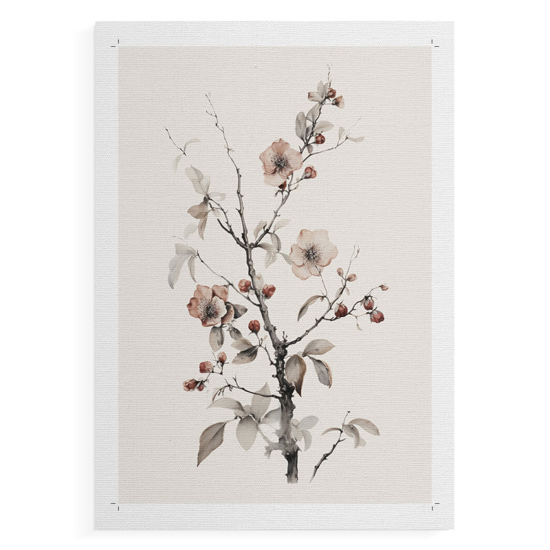 Motif floral rétro CCVVI - impression sur toile seulement - non encadrée, H 18 po x l 12 po