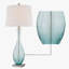 Ensemble de 2 lampes de table modernes en verre soufflé bleu de 77,5 cm (30,5 po), à intensité variable (3 niveaux) et port de chargement USB intégré. Lampes de chevet pour chambre, salon, chambre d'amis ou bureau.