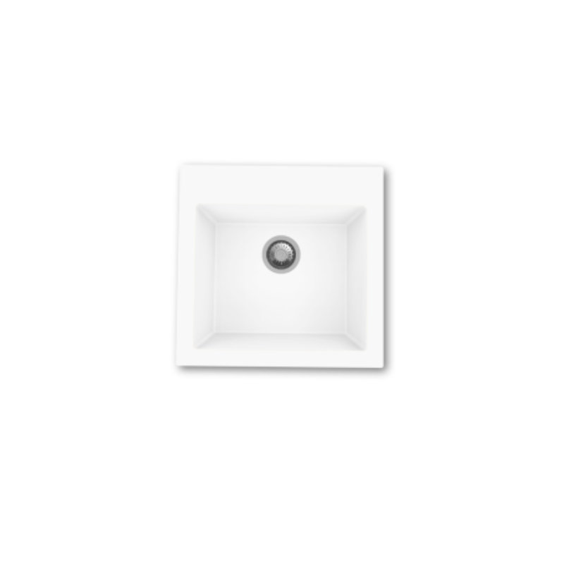 Évier en granite avec crépine à fixation sur le dessus CrystaLux, Blanc coton