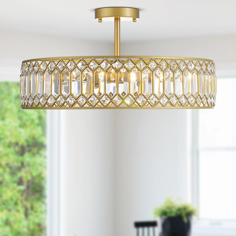 Plafonnier semi-encastré Luxury, 5 lumières, Doré