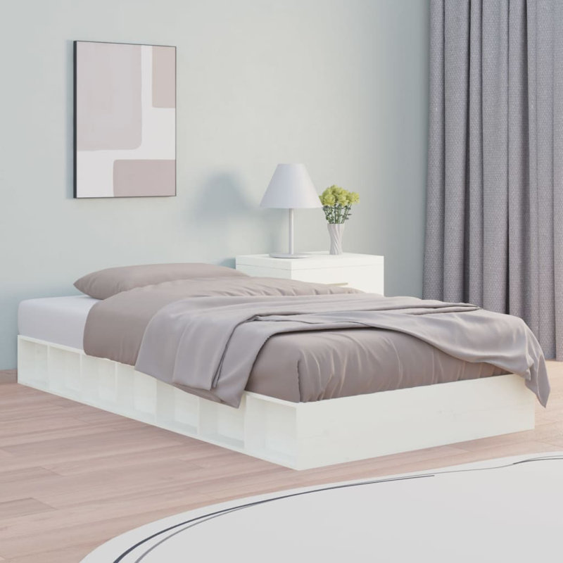 Bed Frame Solid Wood, White, Double (4'6)