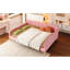 Grand lit, revêtement en lin, lit de jour, fonctionnel, jour et nuit, pieds en pin