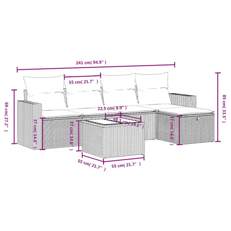 Ensemble de canapé de jardin Vidaxl
