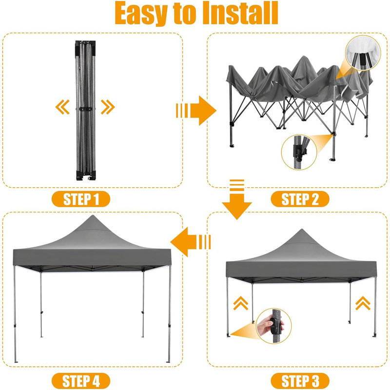10x10 Pop Up Canopy,Heavy Duty Canopy, Gray