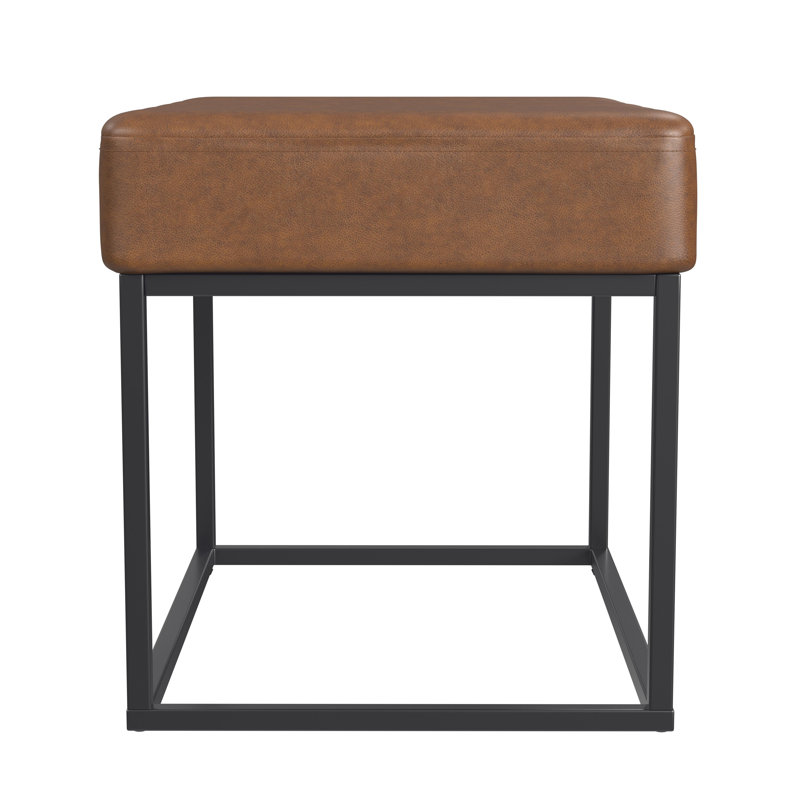 HomePop Homepop Theodore Small Ottoman - Faux Leather