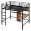 Lit mezzanine avec bureau en L et tablettes