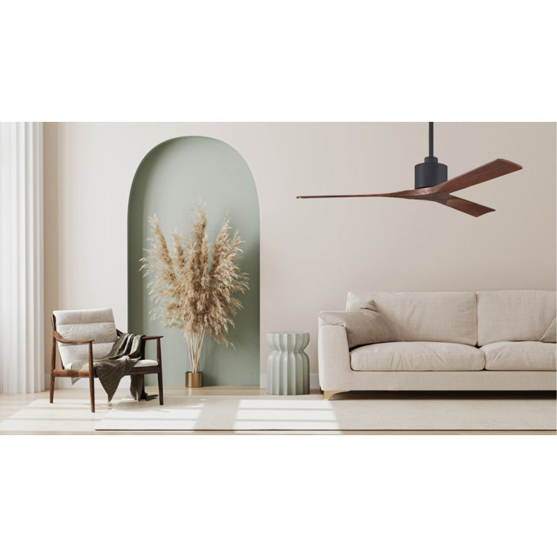 Nan 42" Ceiling Fan In Blades, Matte Black, Walnut Tone