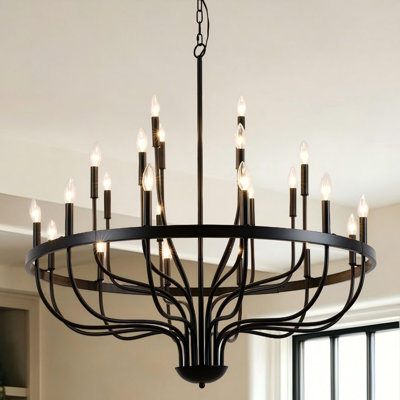 39in Black Farmhouse Chandelier