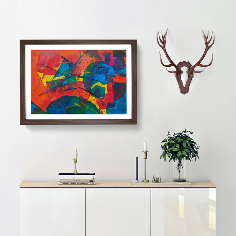 Abstract Art Painting Vol.431 by S.Johnson - Framed Print, 27cm H x 36cm W x 2cm D, Walnut Framed