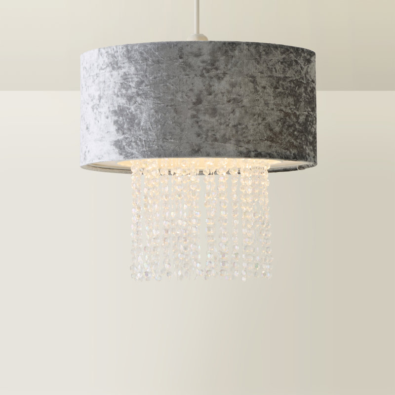 Boland 40cm H Plastic Drum Pendant Shade ( Clip On ), Grey Velvet