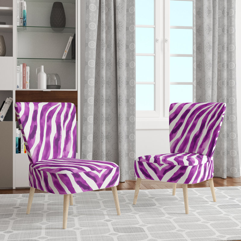 Chaise d'appoint rembourrée Zebra, Mauve / Blanc