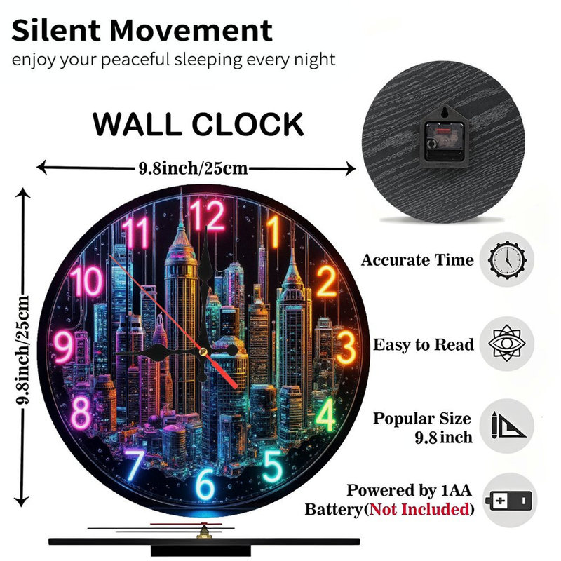 Décoration lumineuse horloge murale