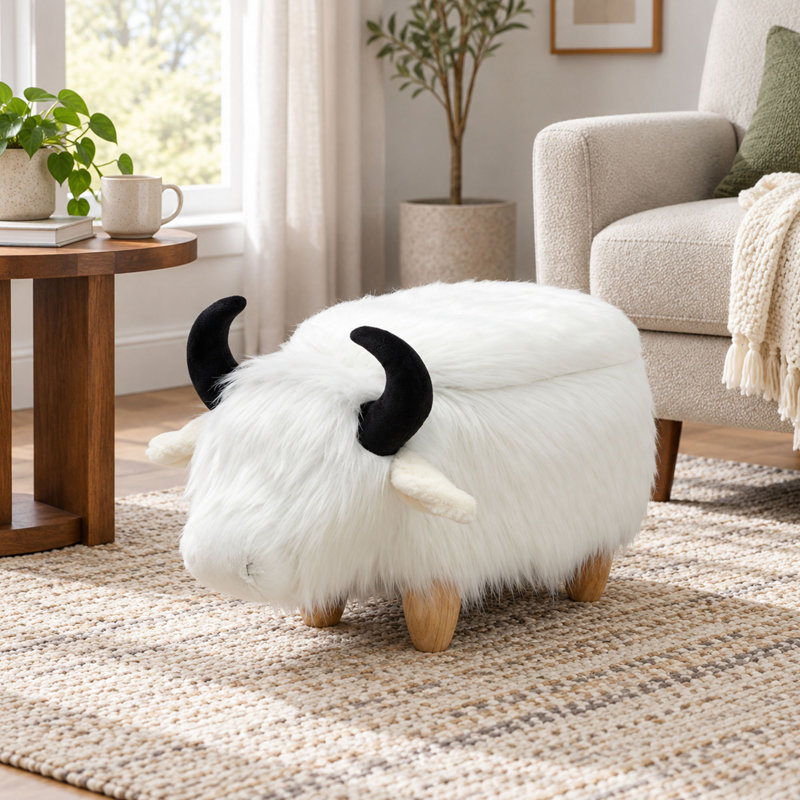 Upholstered Fabric Storage Footstool
