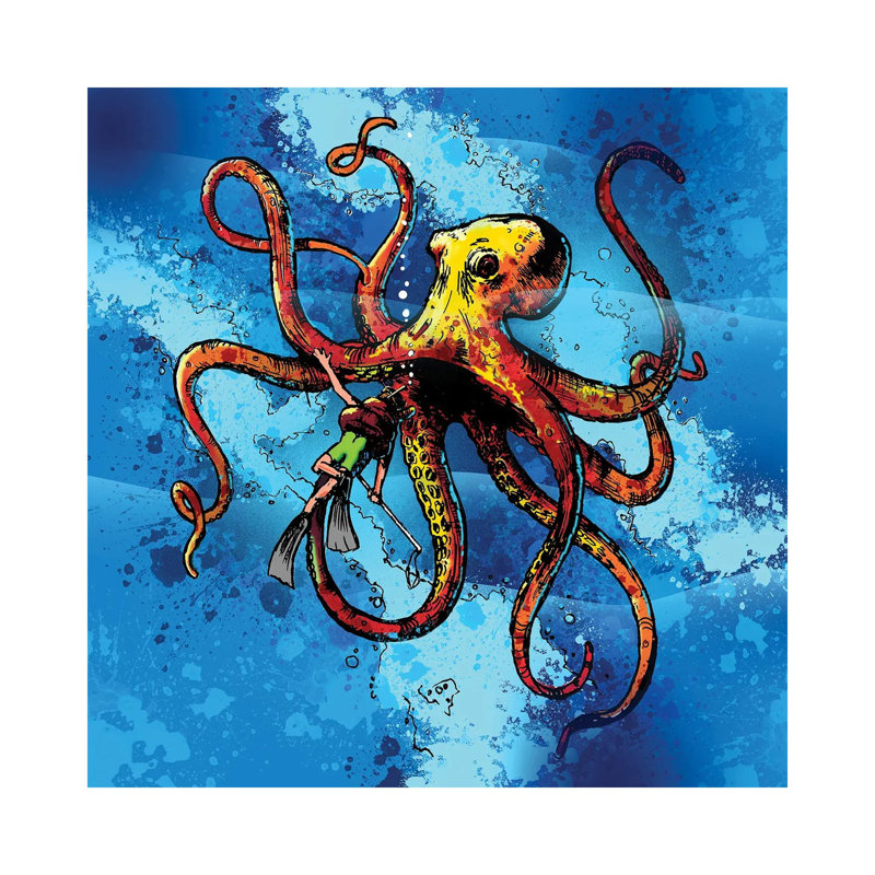 Octopus From The Deep by David Loblaw - Wrapped Canvas Painting, 93.98 cm H x 93.98 cm W x 1.91 cm D