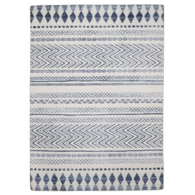 Tapis intérieur / extérieur ivoire / bleu Kivett