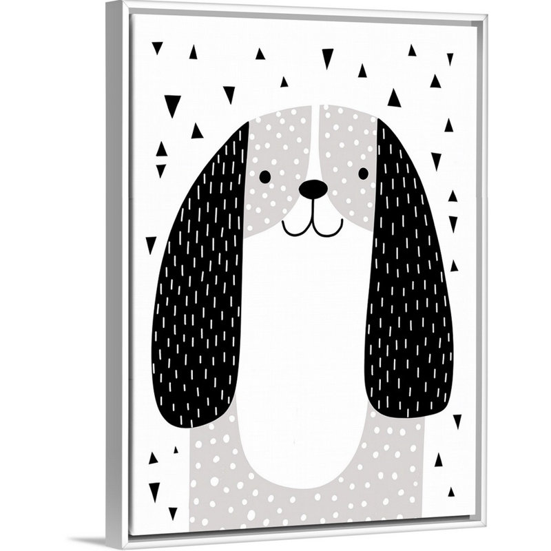 Art à motif mixte pour chien Sheard, H 24 po x l 18 po x P 1,75 po, Cadre flottant blanc