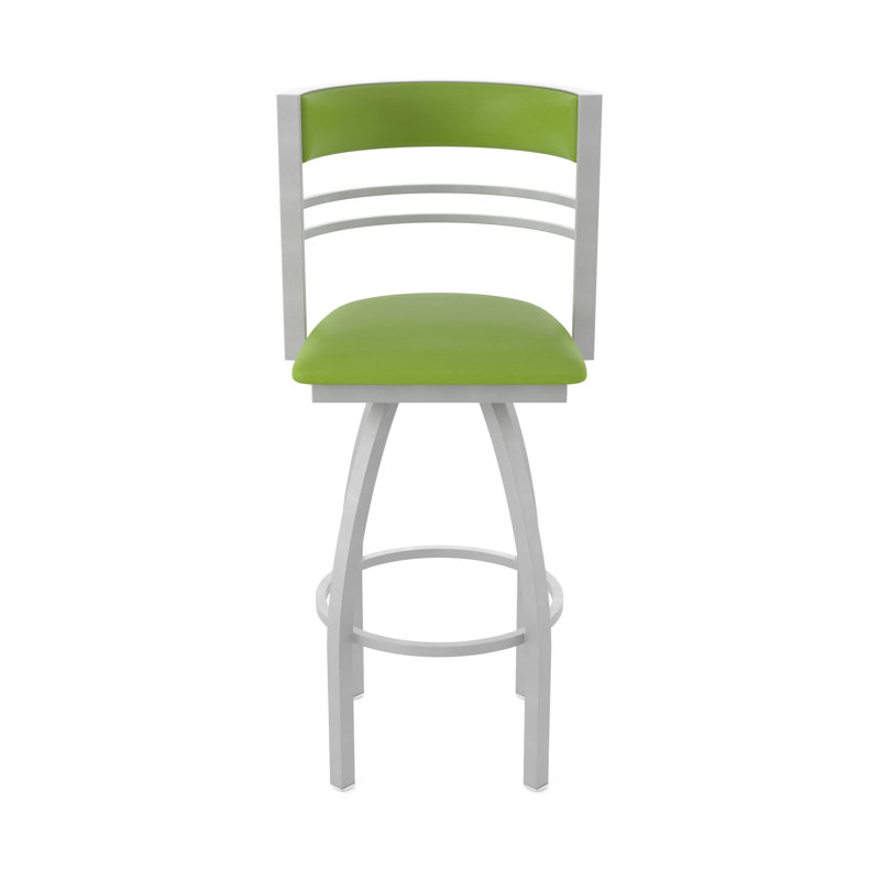 Hunter Swivel Stool, Tabouret de bar (siège d'une hauteur de 30 po), Nickel anodisé, Vinyle - Canter Kiwi - vert