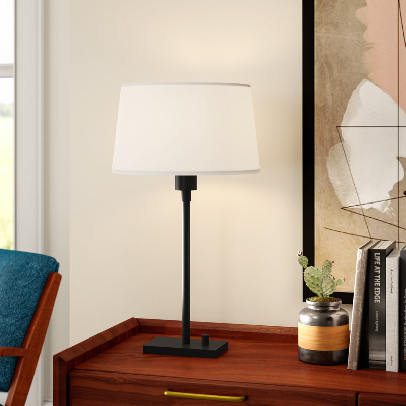 Real Simple Metal Lamp, Matte Black Powder Coat, Off-White Snowflake
