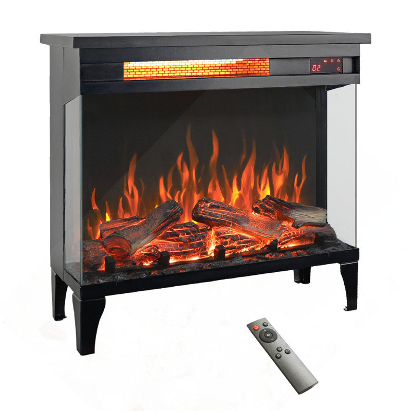 24" Three Sided Glass Electric Fireplace With Feet