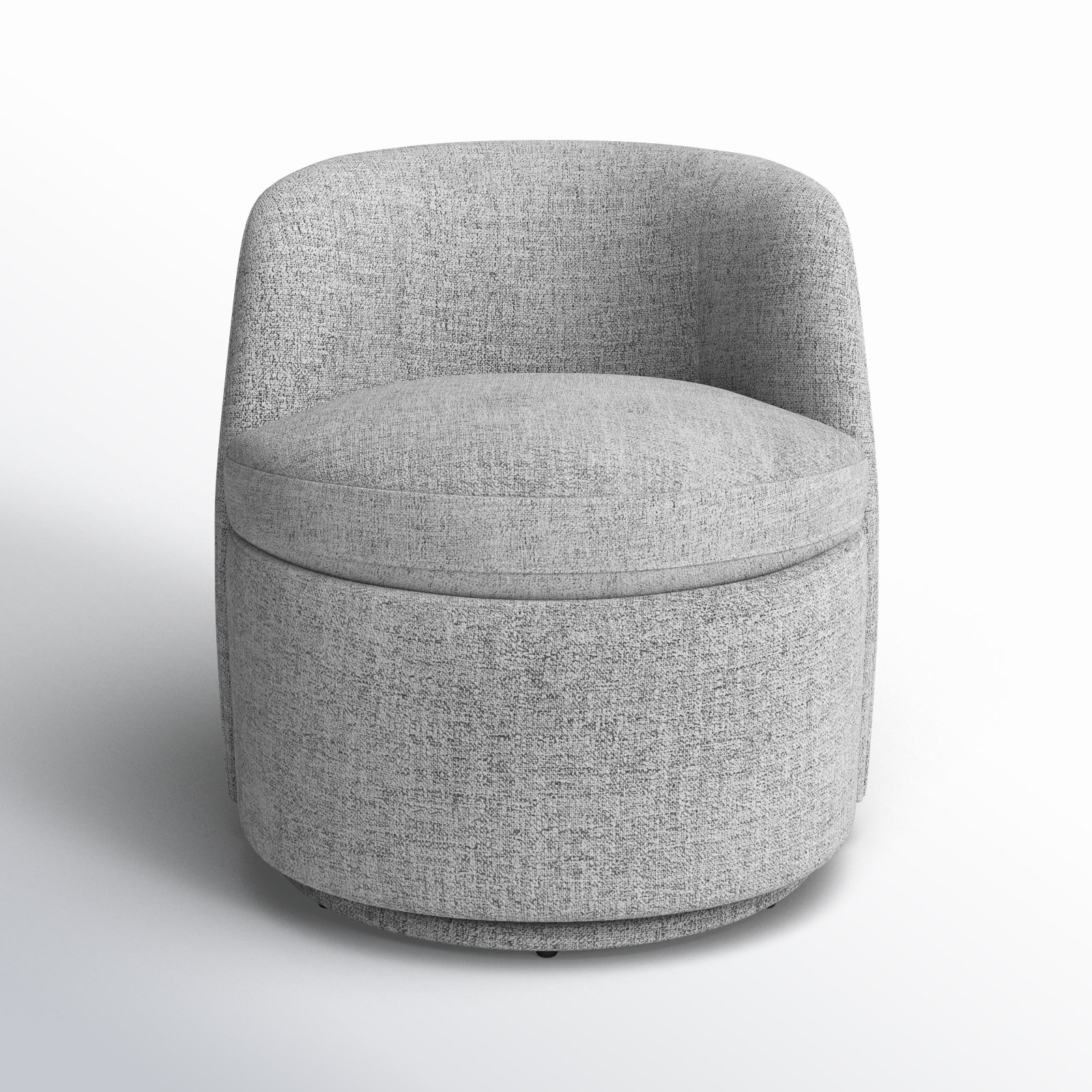 Estes Upholstered Swivel Barrel Chair, Nathan Gray Performance Tweed