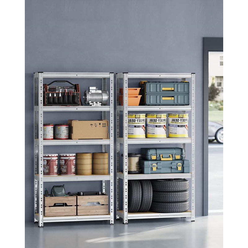 Heavy-Duty Storage Shelf, Garage Shelving Unit, Supports Up To 875 Kg, Easy Assembly, Storage Rack, Adjustable Shelves, Silver