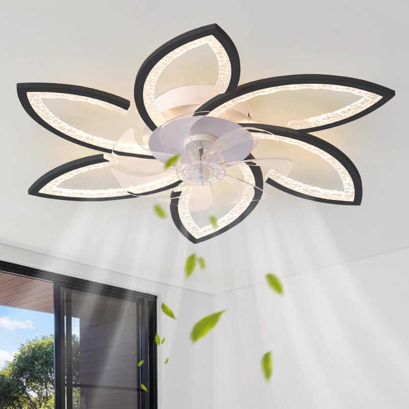 Ventilateur de plafond d'intérieur à DEL à intensité variable de 7 po avec 7 pales Jamonie, Noir