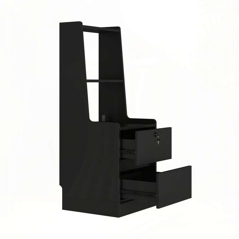 Ensemble de 2 tables de chevet, avec station de charge, table de chevet intelligente avec veilleuse, table de chevet moderne avec bibliothèque, tables de chevet avec armoire de rangement pour la chambre à coucher