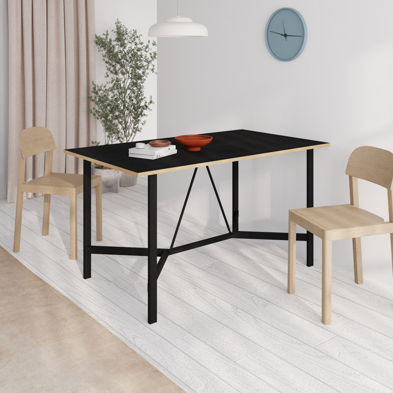 Alvieri Rectangular Dining Table, Sapphire Oak/Black Wood
