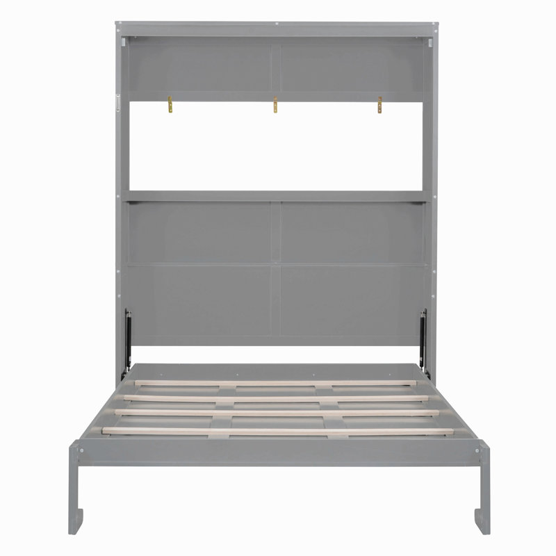 Lit escamotable mural avec tablettes Murphy, Gris, Grand lit