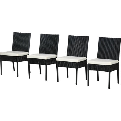 4 chaises de salle à manger avec coussins, blanc crème Dossiers de patio pour terrasse, porche, jardin. Qualité de confort exceptionnelle. Et de l'eau. Métal renforcé. Capacité de poids de 264 lb. L 17,25 po x P 22,75 po