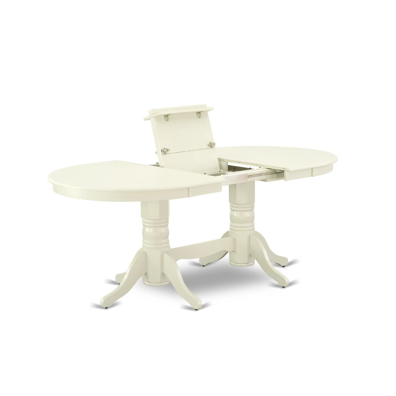 9 Piece Modern Dining Table Set Includes an Oval Wooden Table with Butterfly Leaf and 8 Grey Linen Fabric Upholstered Chairs, Linen White