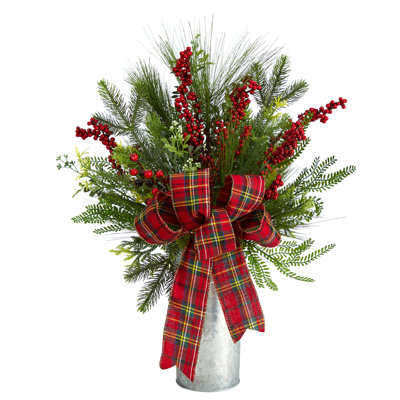 28 " H Faux Evergreen Plant in Plastic Decorative Vase