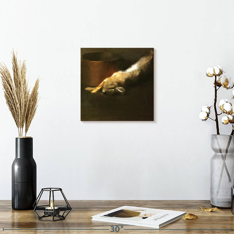 Lapin mort avec pot de cuivre, 10" H x 10" W