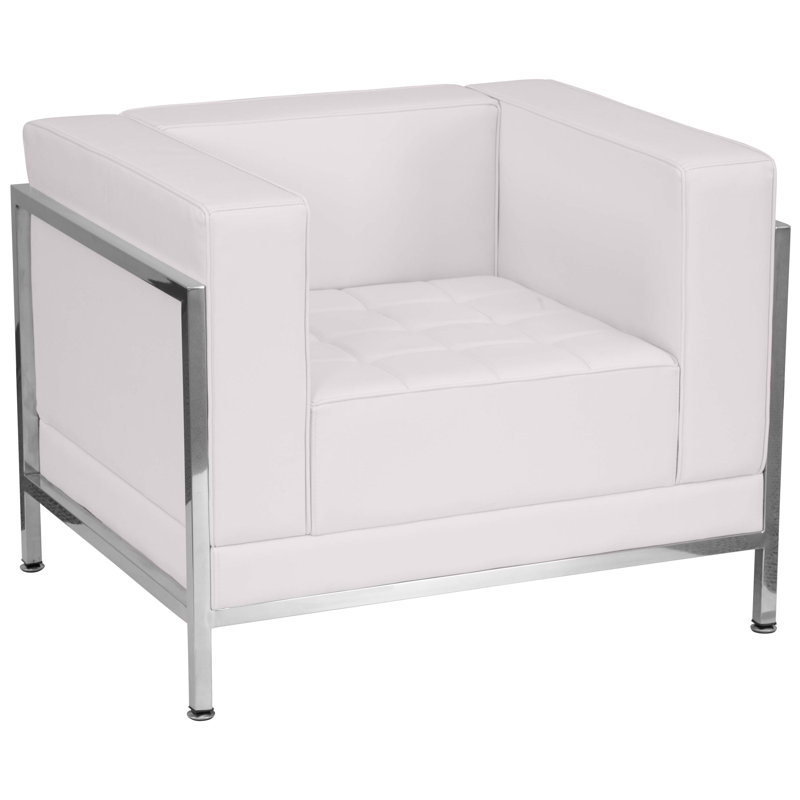 Amjed LeatherSoft Modular Chair with Quilted Tufted Seat and Encasing Frame