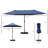 15' Rectangular Patio Umbrella, Dark Blue - Portable Canopy, Easy Crank, Double Sided For Backyard, Poolside , Poolside, Backyard