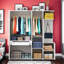 Armoire penderie 4 portes avec tringles suspendues, armoire à chaussures, miroir et tiroir-2037156505