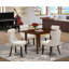 L'ensemble de table de cuisine 5 pièces pour 4 personnes comprend une table de salle à manger rectangulaire avec Dropleaf et 4 chaises Parsons en toile de lin, acajou-2041179878-2041179881-2041141985