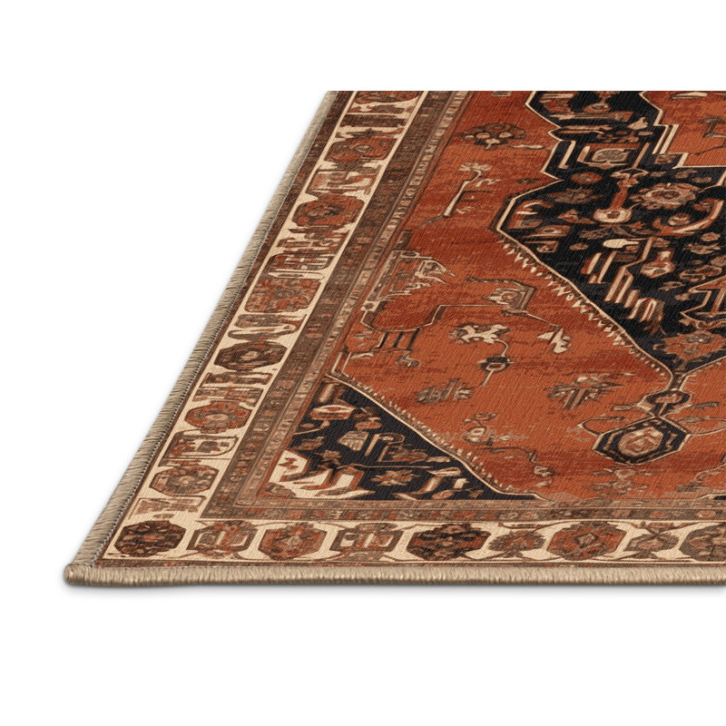 Machine Washable Persian Brown Area Rug, Rectangle 8' x 12'