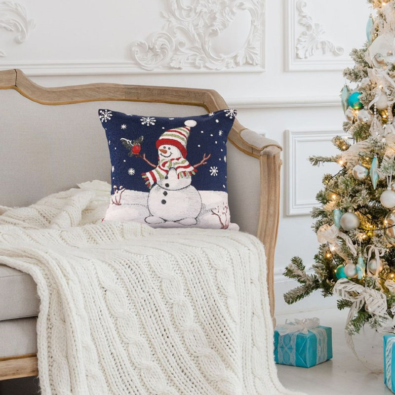 Sauget Cotton Blue Square Euro Cushion