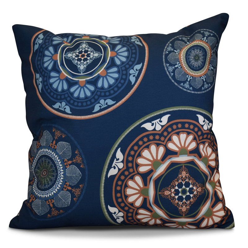 HH Revival Geometric Outdoor Reversible Throw Pillow, 20" x 20", Blue