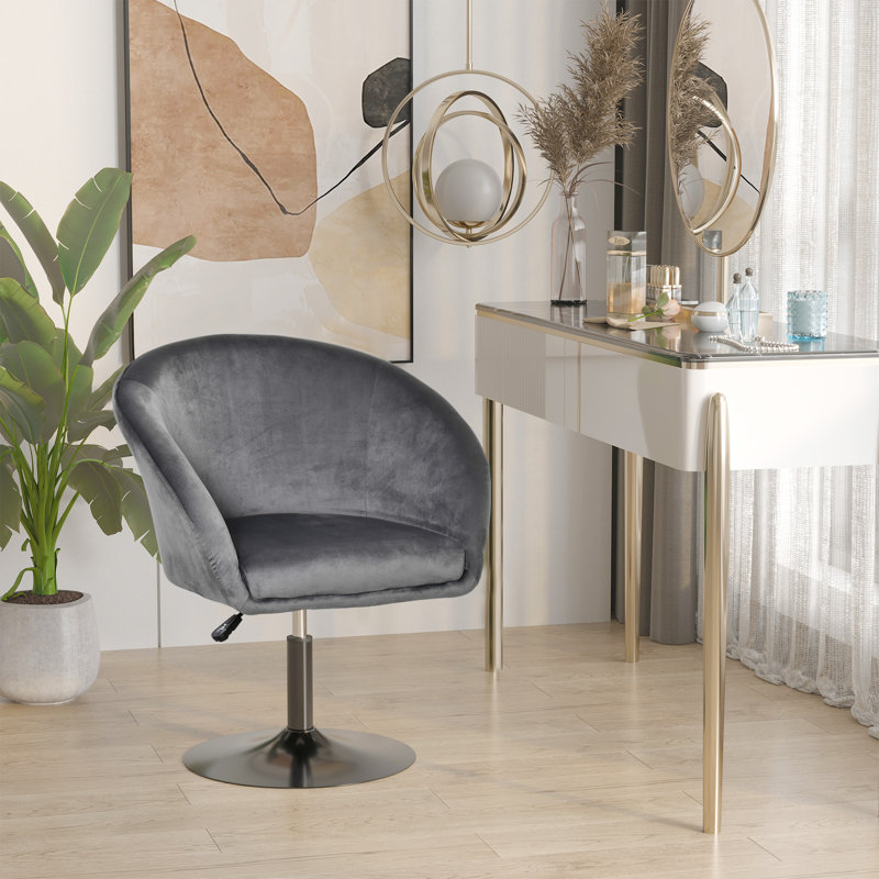 Tarantino Swivel Upholstered Adjustable Height Counter Stool with Metal Frame, Grey