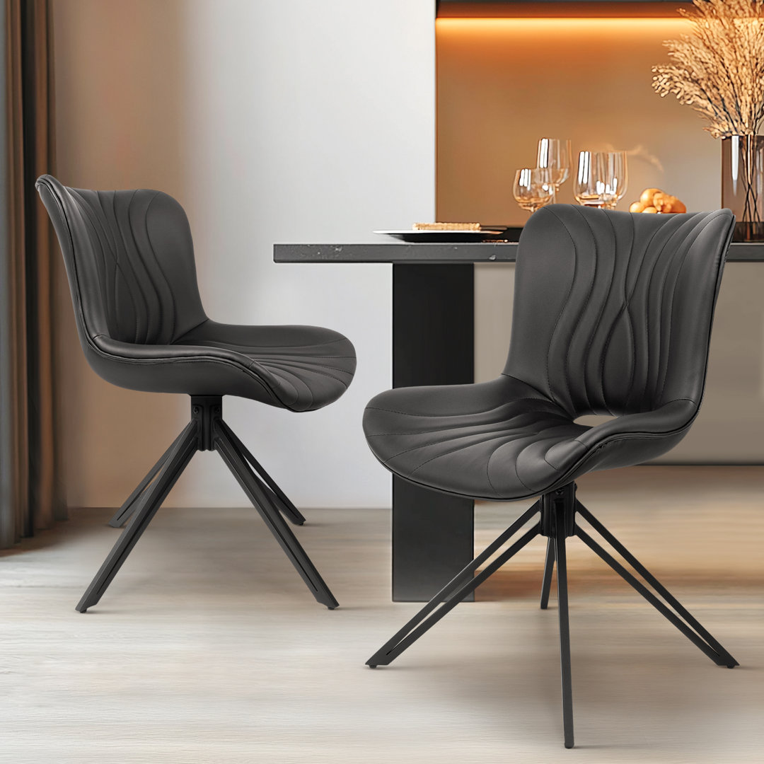 Upholstered Mid-century Modern Dining Chairs Swivel Dining Room Chairs (Set of 2) George Oliver Upholstery 