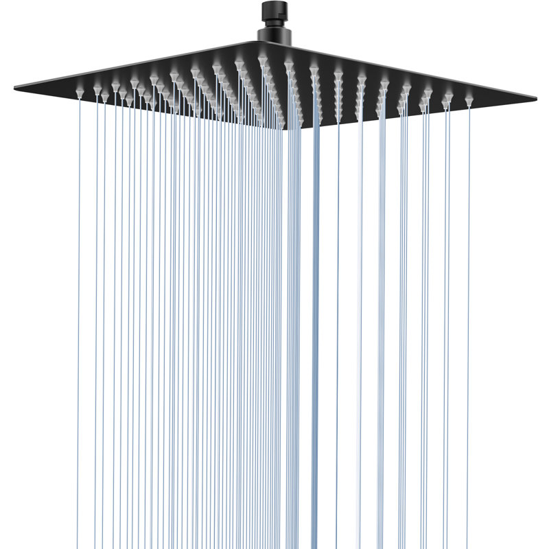 Rain Shower Head, 10 Inches Large Rainfall Shower Head, 304 Stainless Steel Made, Ceiling or Wall Mount, High Pressure Flow, Ultra Thin, Matte Black