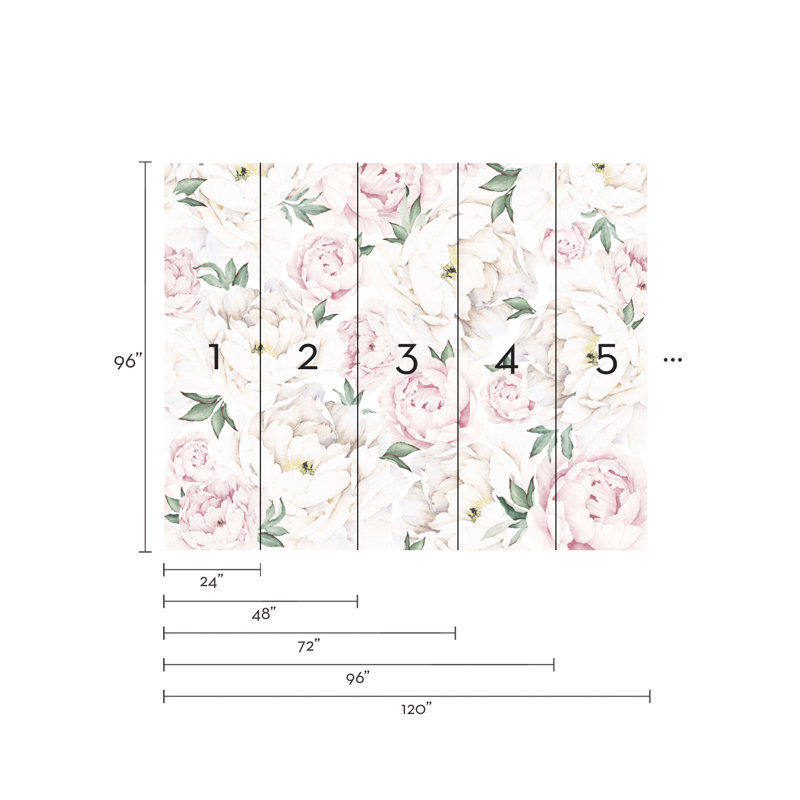 Carreau de papier peint auto-adhésif, L 108 po x l 120 po, Rose