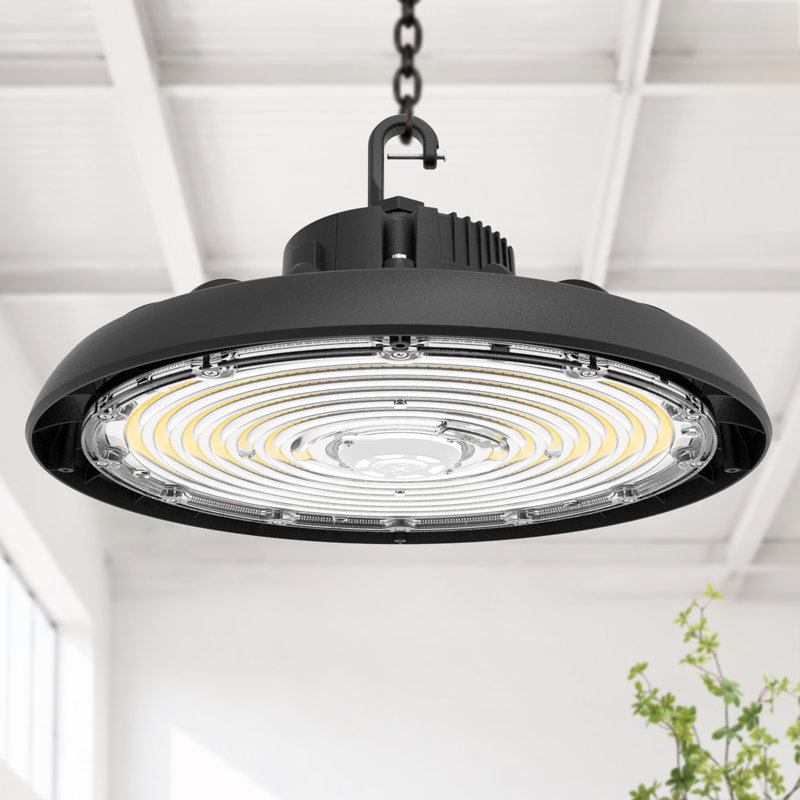1 luminaire industriel DEL 3CCT 240 W à intensité variable, en forme d'OVNI, avec crochet ouvert noir (lot de 1)