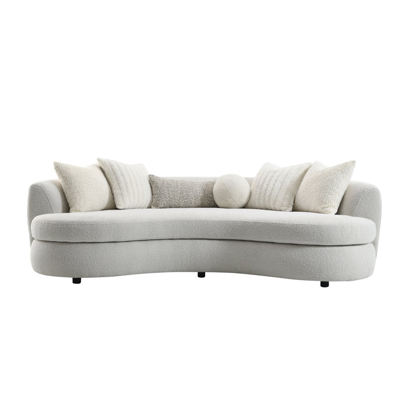 Canapé Iniko Beige Boucle avec coussins décoratifs