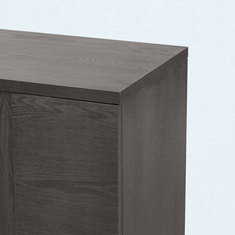Buffet en bois avec rangement, tablettes réglables et poignées dorées, Taupe