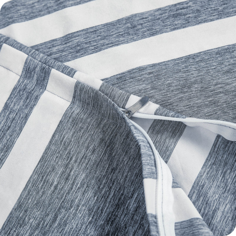 Bare Home Duvet Cover - Stripe Heather Midnight Blue, Full/Double Duvet Cover + 2 Standard Shams